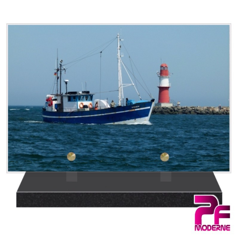 PLAQUE FUNÉRAIRE PÊCHE EN BATEAU MARIN PÉCHEUR PFM8515 PLAQUE FUNÉRAIRE PÊCHE EN BATEAU MARIN PÉCHEUR PFM8515