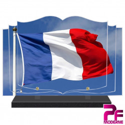 PLAQUE FUNÉRAIRE LIVRE DRAPEAU FRANÇAIS PFM9003