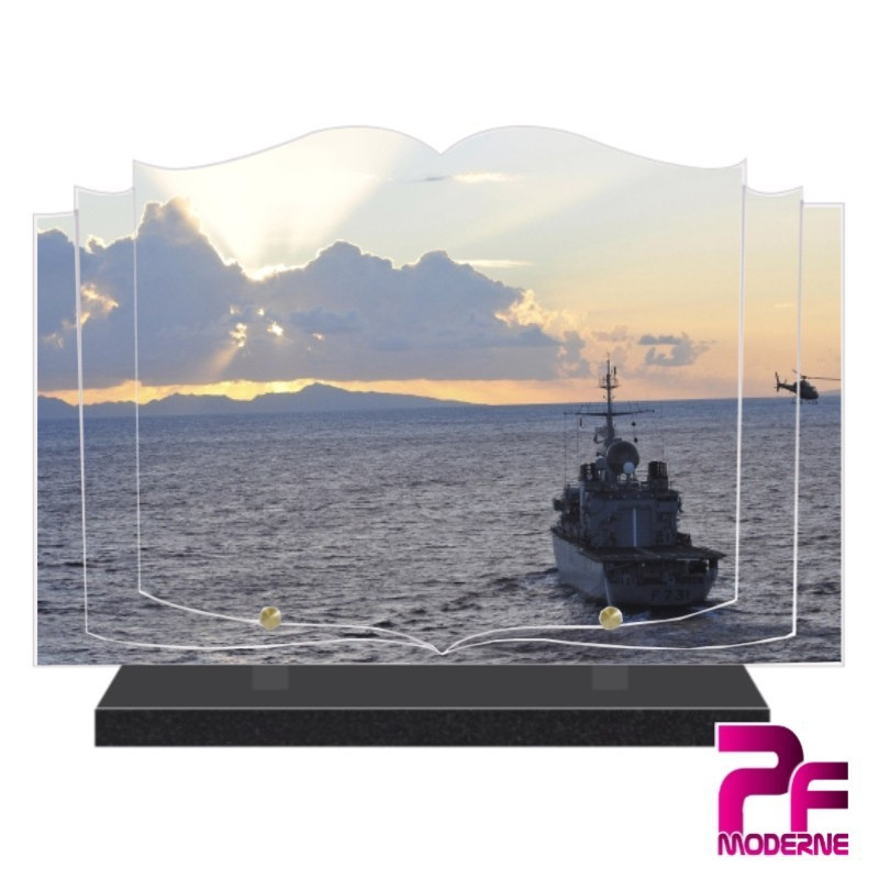 PLAQUE FUNÉRAIRE LIVRE BATEAU MARINE NATIONALE PFM9018