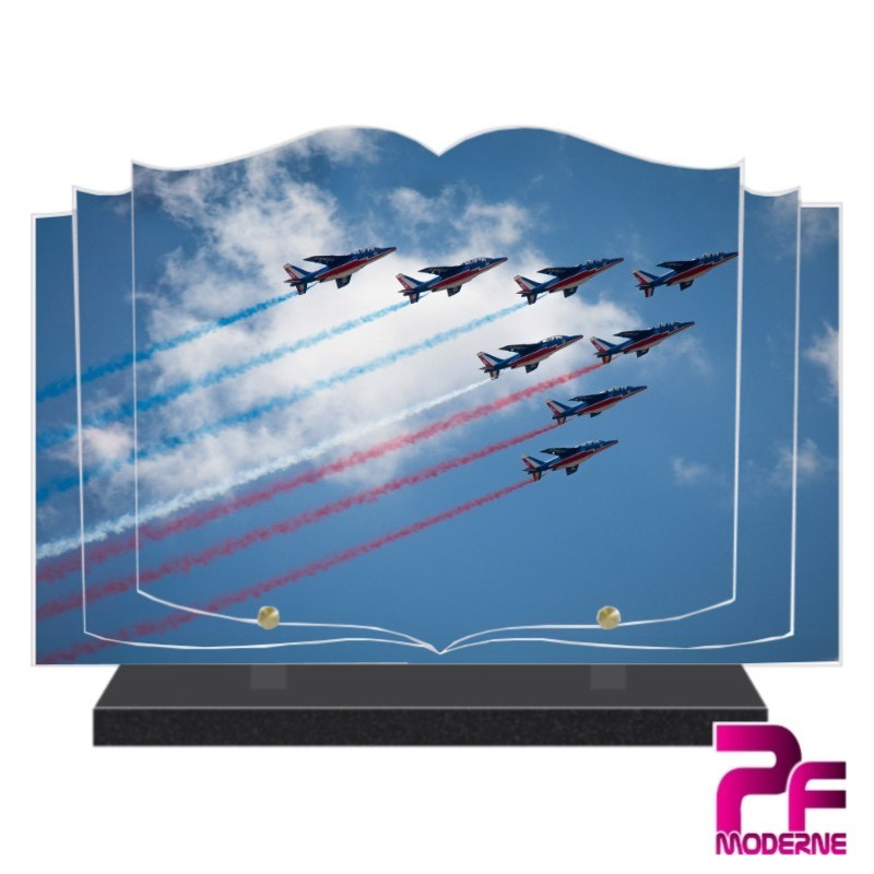 PLAQUE FUNÉRAIRE LIVRE AVION PATROUILLE DE FRANCE PFM7032