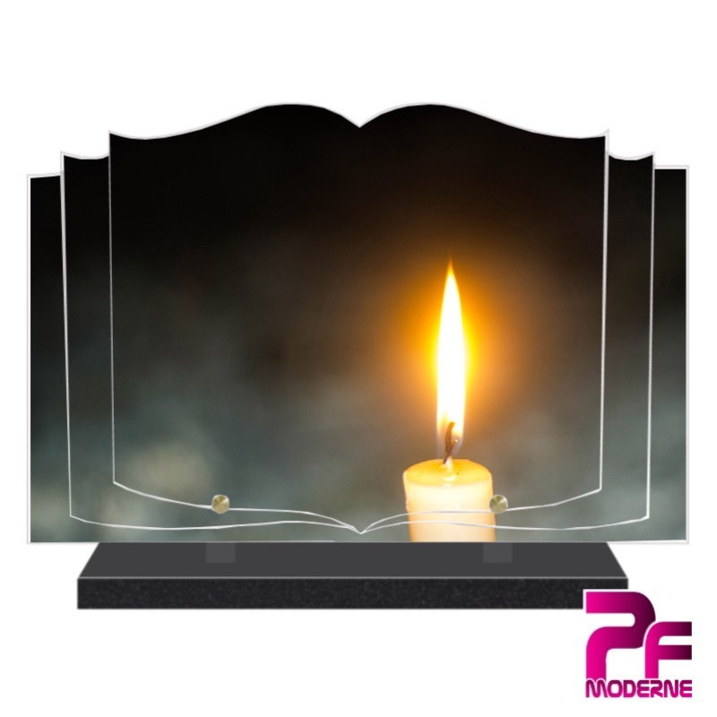 PLAQUE FUNÉRAIRE LIVRE OUVERT BOUGIE PFM5022 PLAQUE FUNÉRAIRE LIVRE OUVERT BOUGIE PFM5022
