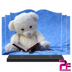 PLAQUE FUNÉRAIRE LIVRE OUVERT OURS EN PELUCHE PFM3000