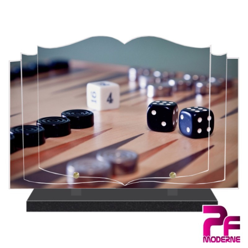 PLAQUE FUNÉRAIRE LIVRE JEU DE BACKGAMMON PFM10021