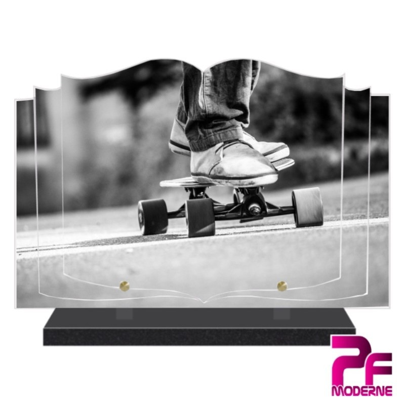 PLAQUE FUNÉRAIRE LIVRE SKATE PLANCHE A ROULETTE PFM10023