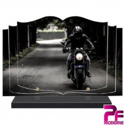 PLAQUE FUNÉRAIRE LIVRE MOTO MOTARD PFM6501