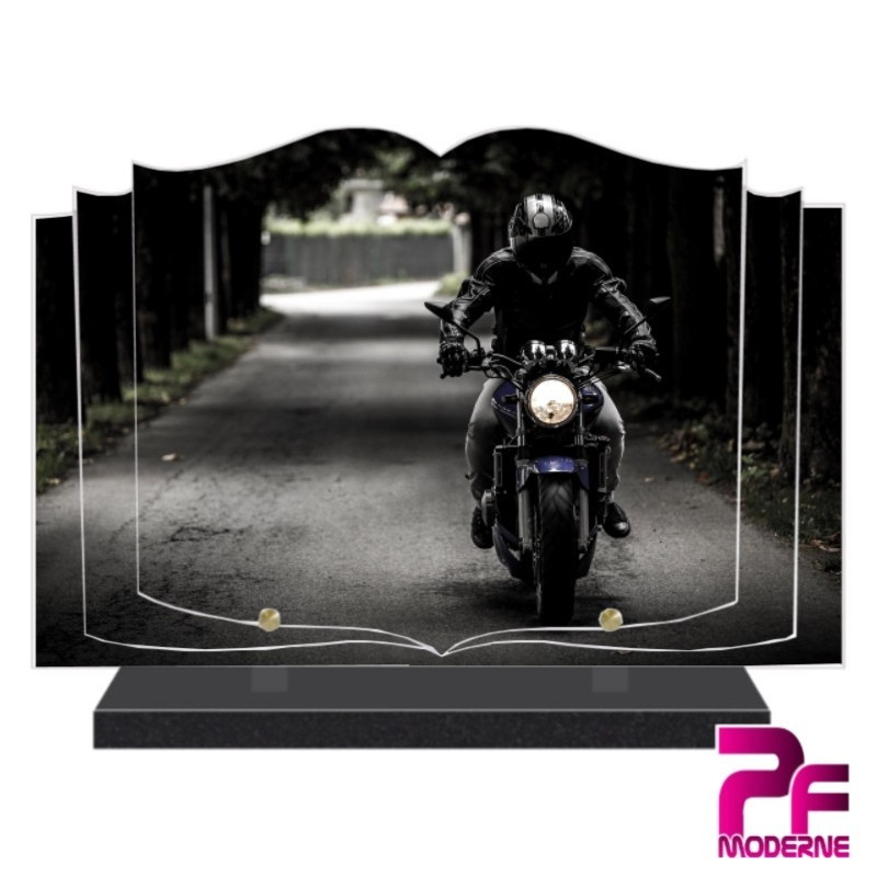 PLAQUE FUNÉRAIRE LIVRE MOTO MOTARD PFM6501