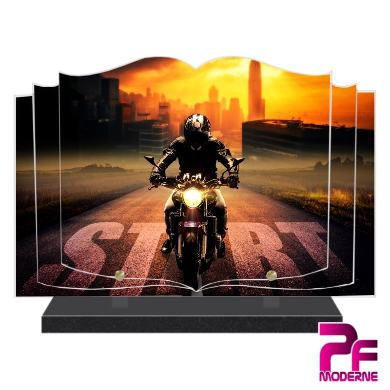 PLAQUE FUNÉRAIRE LIVRE MOTO MOTARD PFM6502