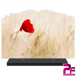 PLAQUE FUNÉRAIRE LIVRE NATURE BLÉS ET COQUELICOT PFM2090