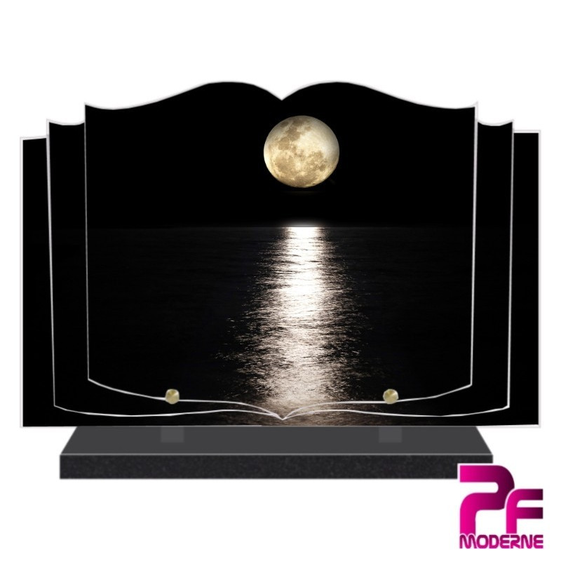 PLAQUE FUNÉRAIRE LIVRE PLEINE LUNE ET REFLETS PFM2103