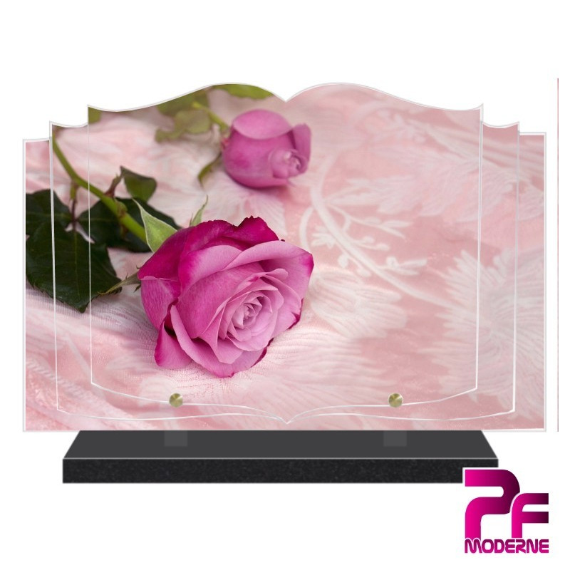 PLAQUE FUNÉRAIRE LIVRE NATURE ROSES VIOLINES PFM2020