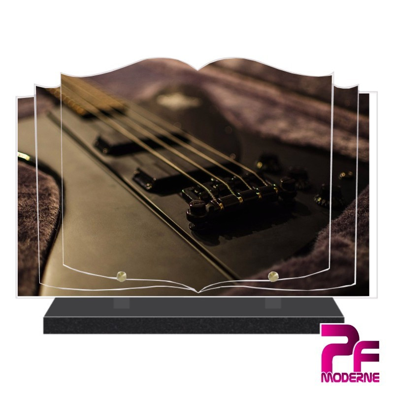 PLAQUE FUNÉRAIRE LIVRE MUSIQUE GUITARE BASS PFM1004