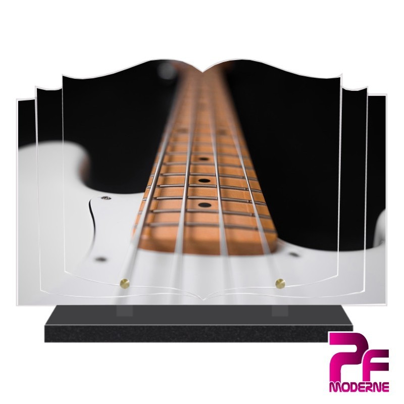 PLAQUE FUNÉRAIRE LIVRE GUITARE BASS MUSIQUE PFM1006