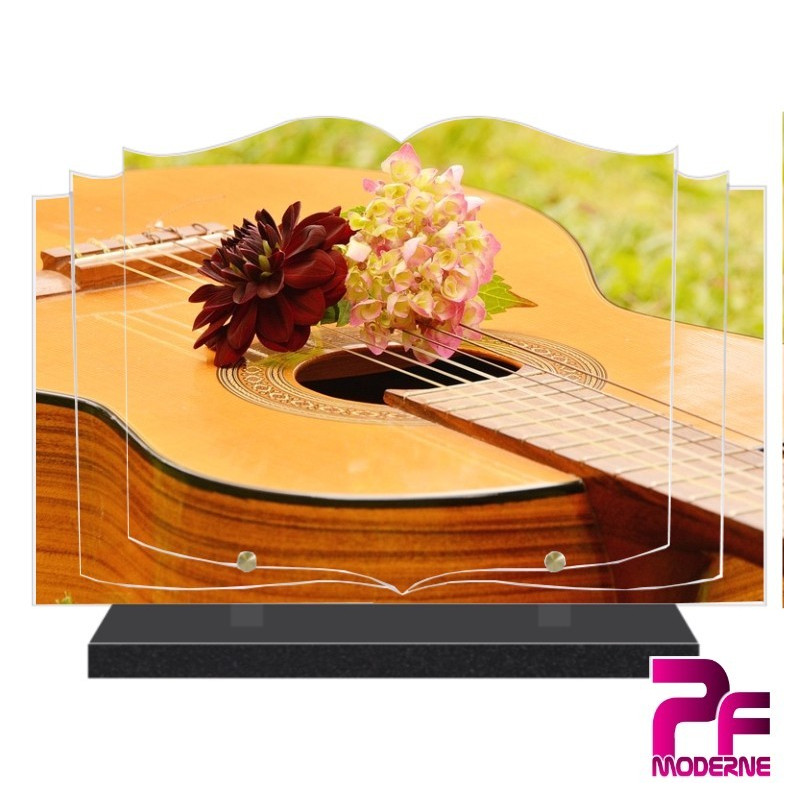 PLAQUE FUNÉRAIRE LIVRE MUSIQUE GUITARE PFM1015