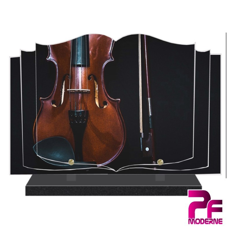 PLAQUE FUNÉRAIRE LIVRE MUSIQUE VIOLON PFM1022