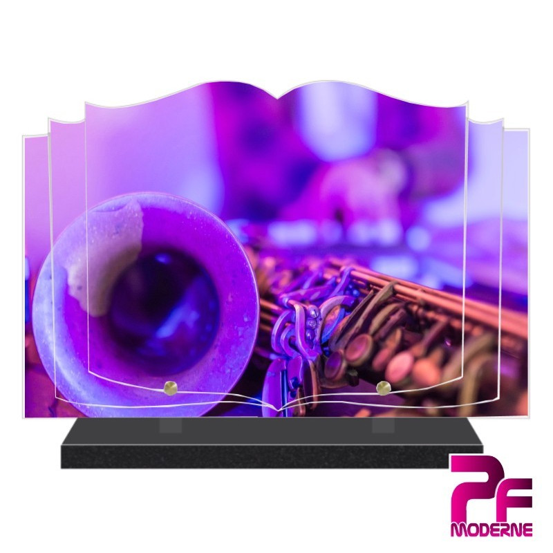 PLAQUE FUNÉRAIRE LIVRE MUSIQUE MUSICIEN SAXOPHONE PFM1024