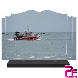 PLAQUE FUNÉRAIRE LIVRE MARIN PÊCHEUR PÊCHE EN BATEAU PFM8516