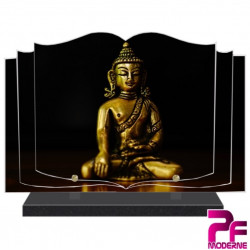 PLAQUE FUNÉRAIRE LIVRE RELIGION BOUDDHISTE BOUDDHA PFM6003