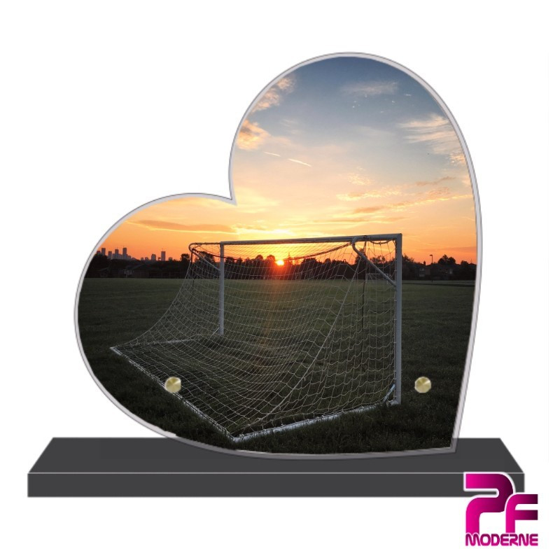 PLAQUE FUNÉRAIRE CŒUR TERRAIN DE FOOTBALL PFM10169