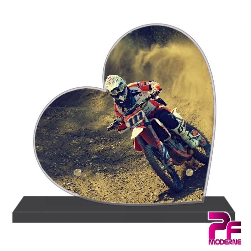 PLAQUE FUNÉRAIRE CŒUR MOTO CROSS PFM10355