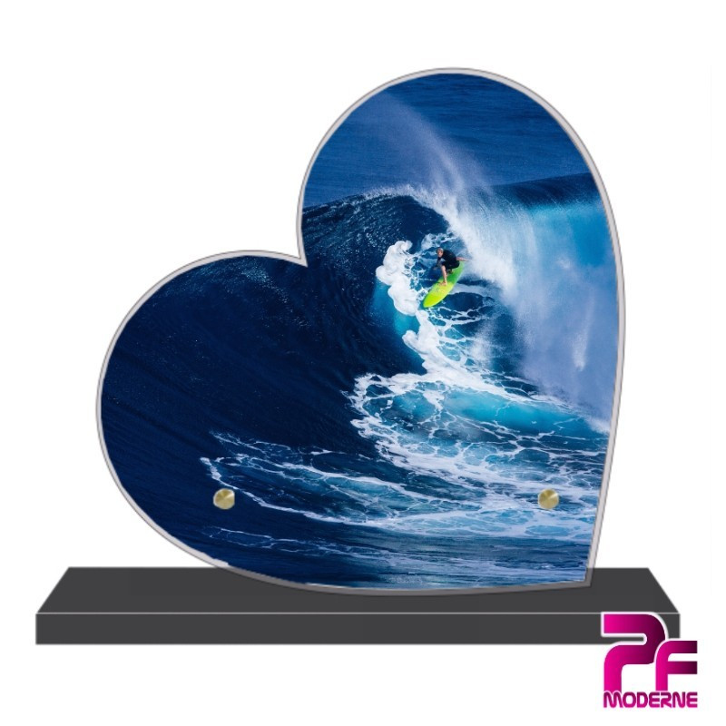 PLAQUE FUNÉRAIRE CŒUR SURF SURFEUR PFM10584