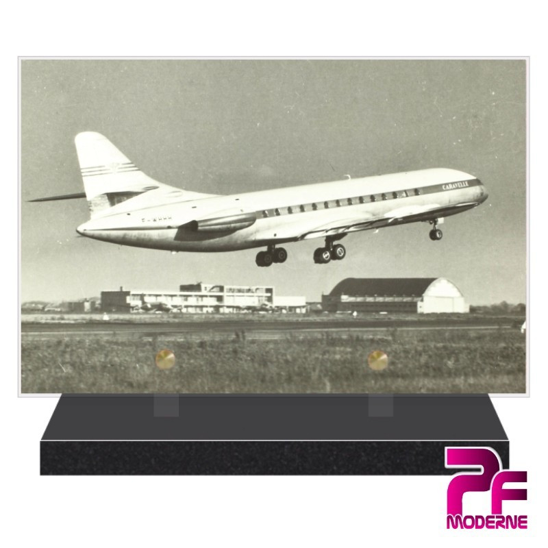 PLAQUE FUNÉRAIRE AVIATION AVION CARAVELLE PFM7020