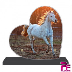 PLAQUE FUNÉRAIRE CŒUR ANIMAUX CHEVAUX PFM4002