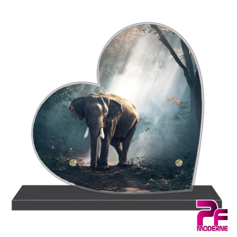 PLAQUE FUNÉRAIRE CŒUR ANIMAUX ÉLÉPHANT PFM4058