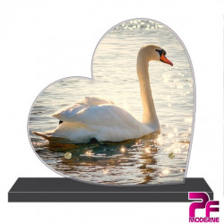 PLAQUE FUNÉRAIRE CŒUR ANIMAUX CYGNE PFM4402