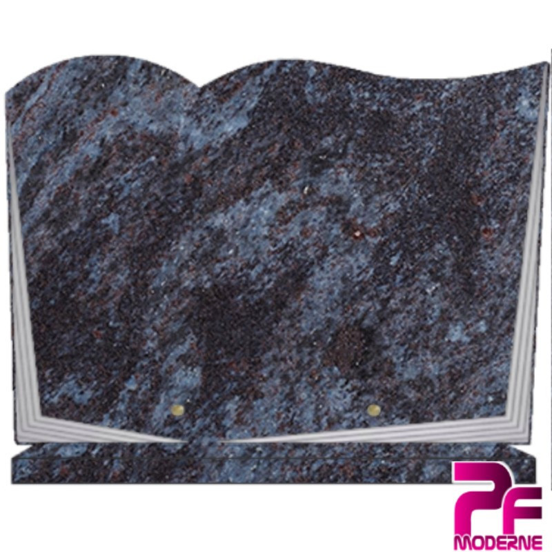 PLAQUE FUNÉRAIRE GRANIT CG05 LIVRE SUR SOCLE PERSONNALISABLE MASS BLUE