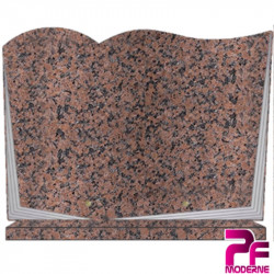 PLAQUE FUNÉRAIRE GRANIT CG05 LIVRE SUR SOCLE PERSONNALISABLE ROSE CLARTE