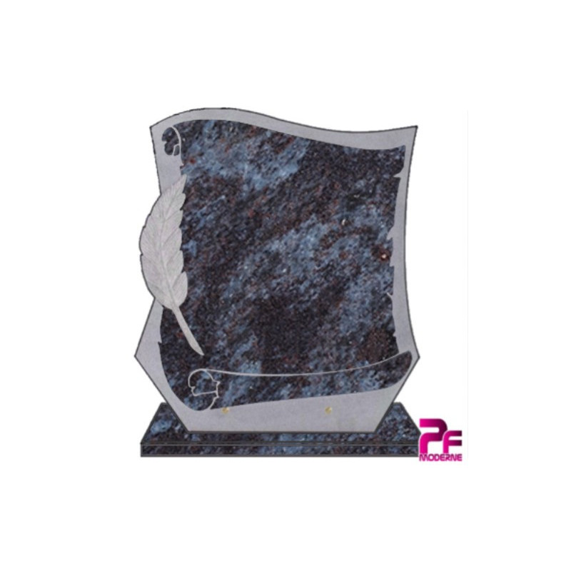 PLAQUE FUNÉRAIRE GRANIT CG19 PARCHEMIN PERSONNALISABLE MASS BLUE