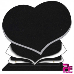PLAQUE FUNÉRAIRE GRANIT COEUR CG11 PERSONNALISABLE NOIR MARLIN