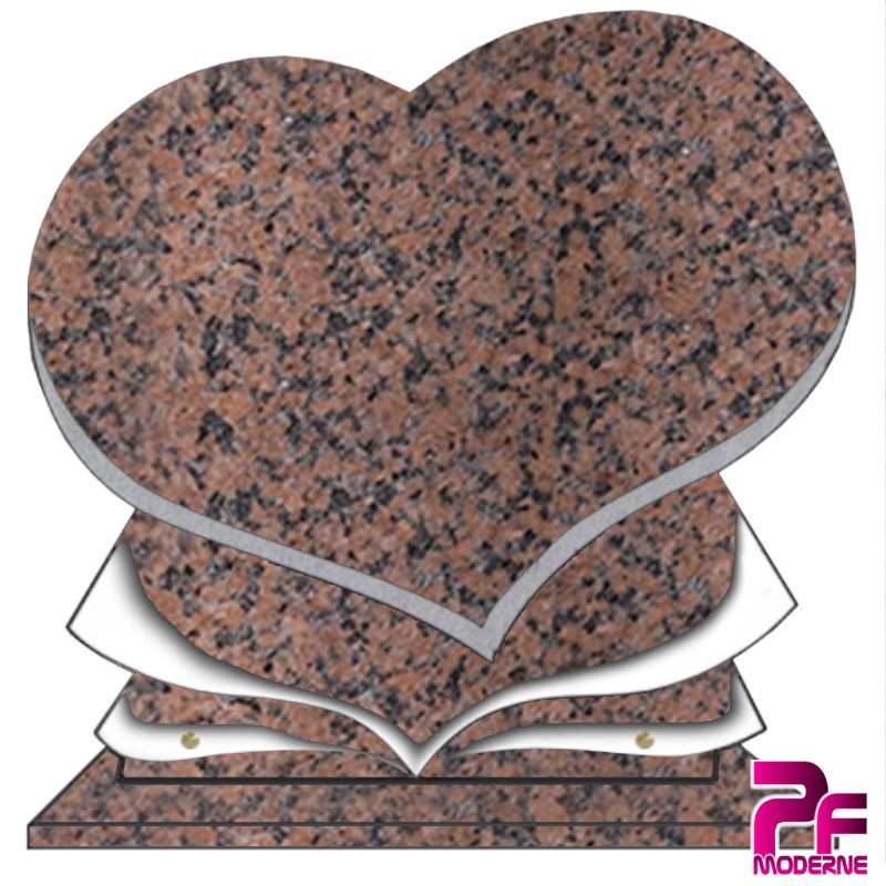 PLAQUE FUNÉRAIRE GRANIT COEUR CG11 PERSONNALISABLE ROSE CLARTE