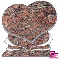 PLAQUE FUNÉRAIRE GRANIT COEUR CG11 PERSONNALISABLE ROSE D ALVA