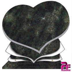 PLAQUE FUNÉRAIRE GRANIT COEUR CG11 PERSONNALISABLE VERT TROPICAL