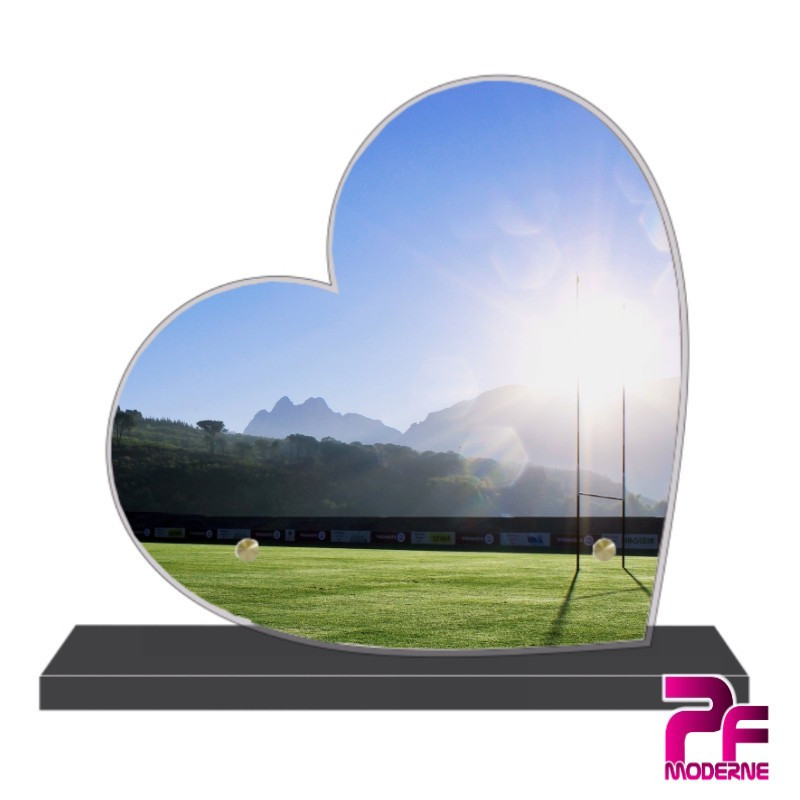 PLAQUE FUNÉRAIRE CŒUR RUGBY RUGBYMAN PFM10852