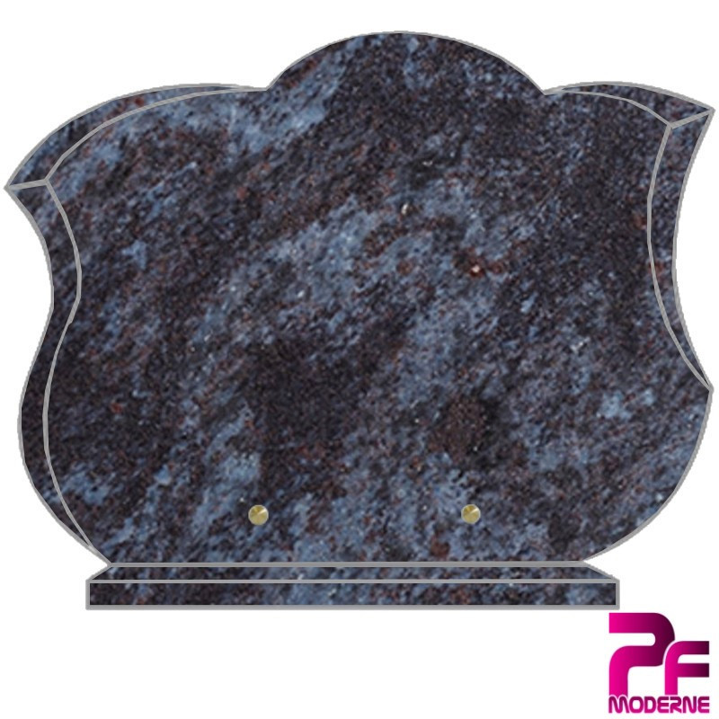 PLAQUE FUNÉRAIRE EN GRANIT CG14 CHANFREINÉE PERSONNALISABLE MASS BLUE