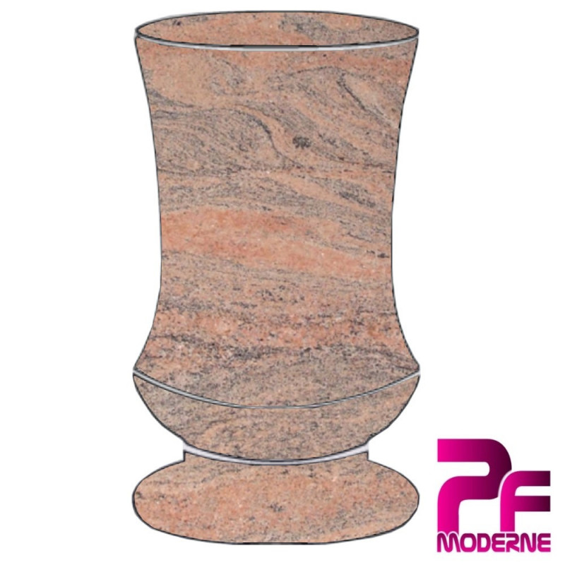 VASE FUNÉRAIRE EN GRANIT TOURNE 28CM PERSONNALISABLE juparana