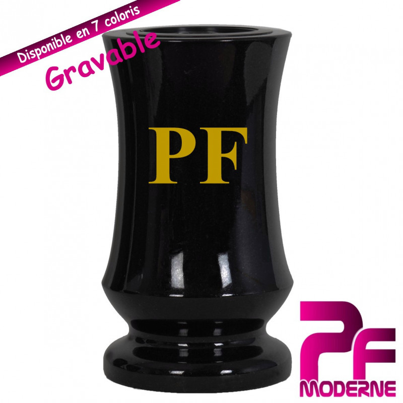 VASE FUNÉRAIRE EN GRANIT TOURNE 28CM PERSONNALISABLE GRAVABLE