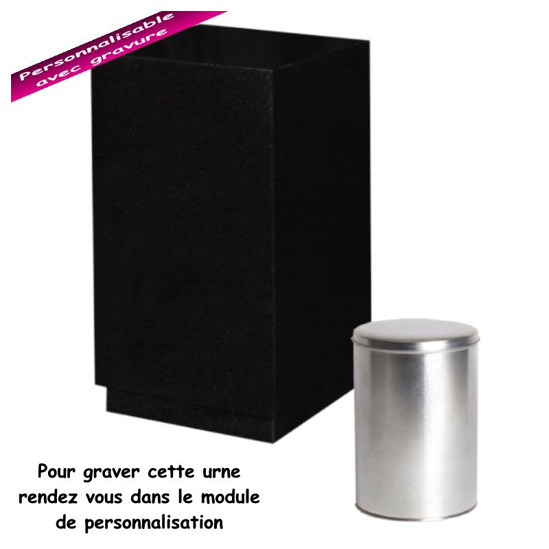 URNE GRANIT NOIR MARLIN UC21 AVEC CENDRIER CINÉRAIRE PERSONNALISABLE