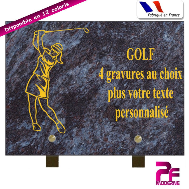 PLAQUE FUNÉRAIRE GOLFEUR A PERSONNALISER SUR PIEDS