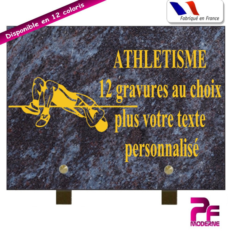 PLAQUE FUNÉRAIRE ATHLÉTISME A PERSONNALISER SUR PIEDS