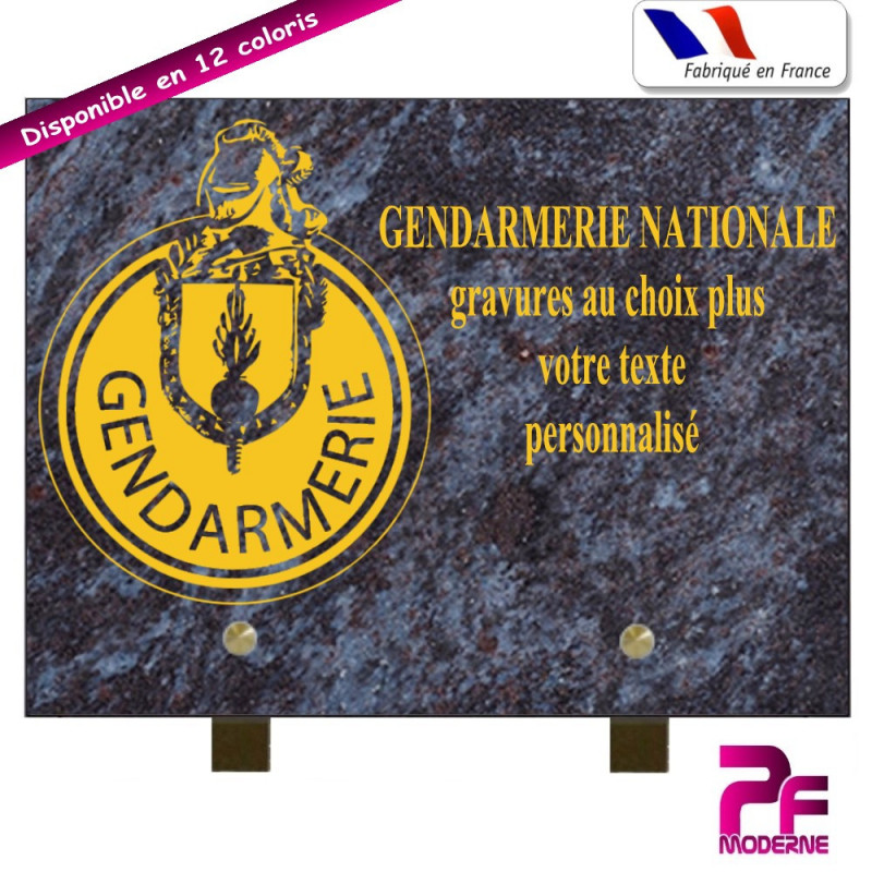 PLAQUE FUNÉRAIRE GENDARMERIE A PERSONNALISER SUR PIEDS