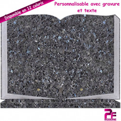 PLAQUE FUNÉRAIRE LIVRE OUVERT LABRADOR BLEU SOCLE PERSONNALISABLE