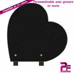 PLAQUE FUNÉRAIRE COEUR NOIR MARLIN SUR PIEDS PERSONNALISABLE