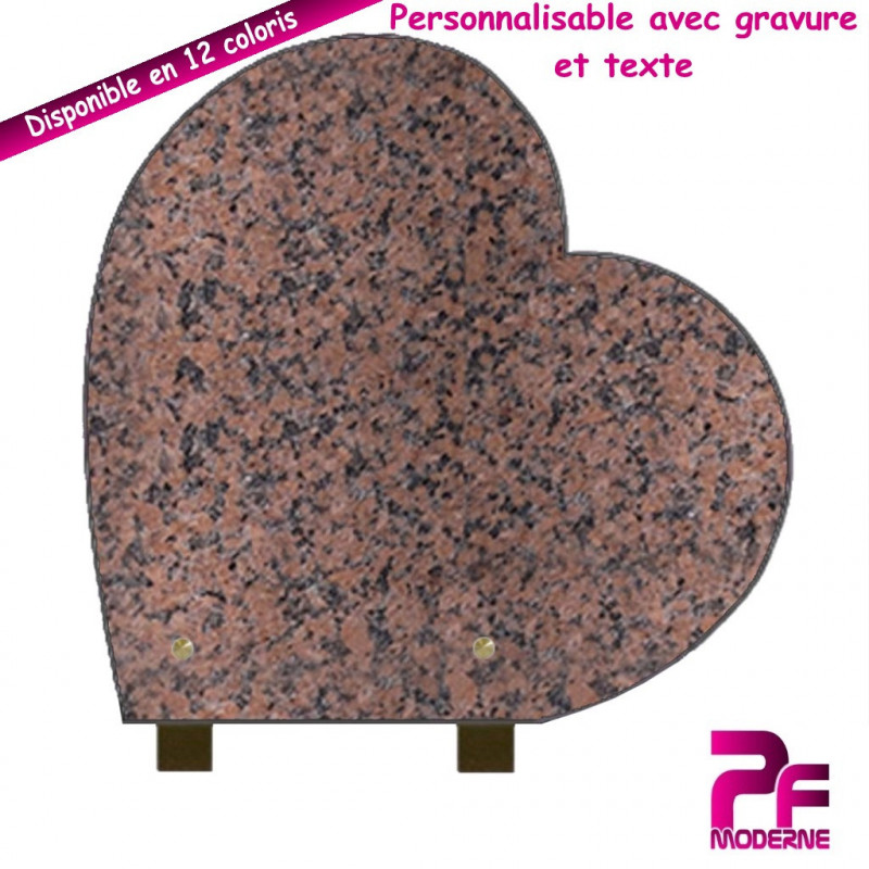 PLAQUE FUNÉRAIRE COEUR ROSE CLARTÉ SUR PIEDS PERSONNALISABLE