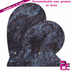 PLAQUE FUNÉRAIRE COEUR MASS BLUE SUR SOCLE PERSONNALISABLE