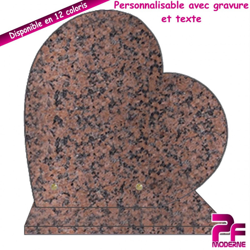 PLAQUE FUNÉRAIRE COEUR ROSE CLARTÉ SUR SOCLE PERSONNALISABLE