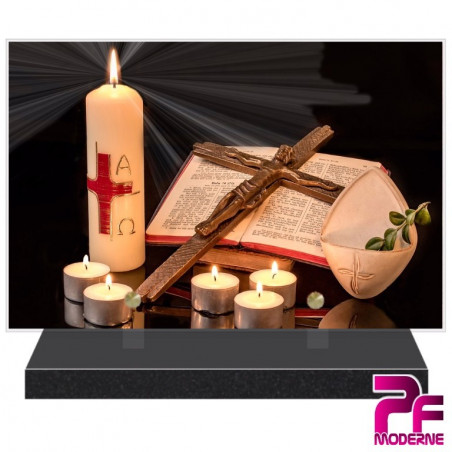 PLAQUE FUNÉRAIRE RELIGION CHRÉTIENNE CHRIST EN CROIX PFM6219