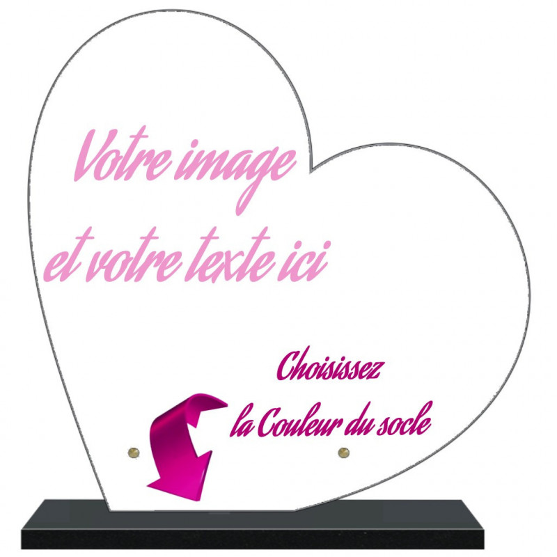 PLAQUE FUNÉRAIRE A PERSONNALISER PLEXI GRAND COEUR